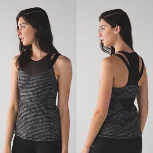 Lululemon Running In The City Tank Stripe Play Slate Black 8